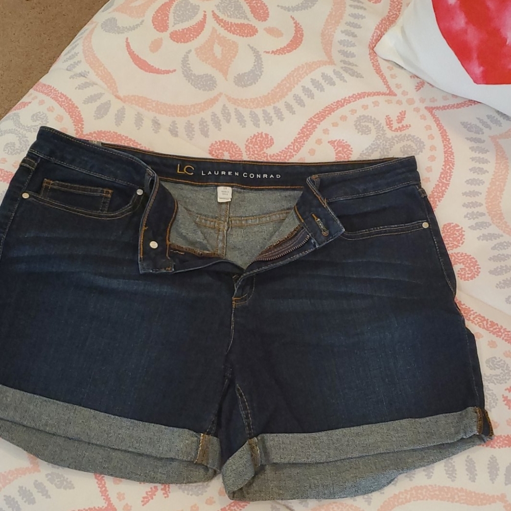 Denim Stretchy Cuffed Shorts